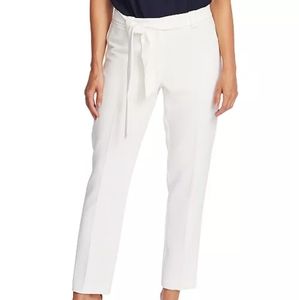 VINCE CAMUTO | Parisian Crepe Belted Slim-Leg Pants | Ivory | Size 6